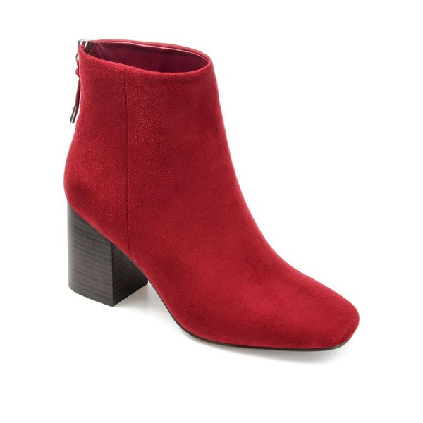Journee Collection Audrina Tru Boots Women 6.5 Red Suede Block Heel Boots TZP700