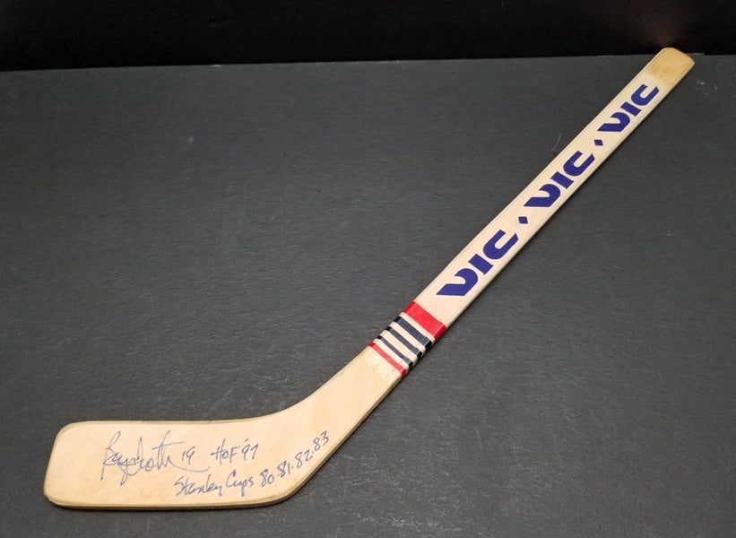BRYAN TROTTIER Autographed Islanders Mini Hockey Stick Stanley Cups Signed