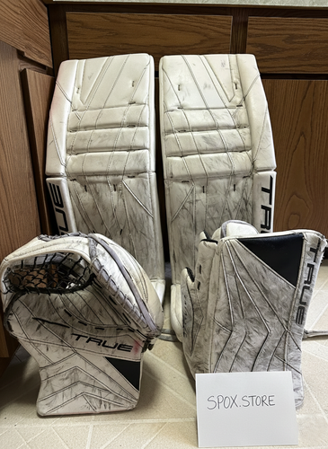 TRUE Pro Stock Catalyst PX3 Goalie Leg Pads (Used) – 34” +2 | Senior | White  (READ DESCRIPTION)