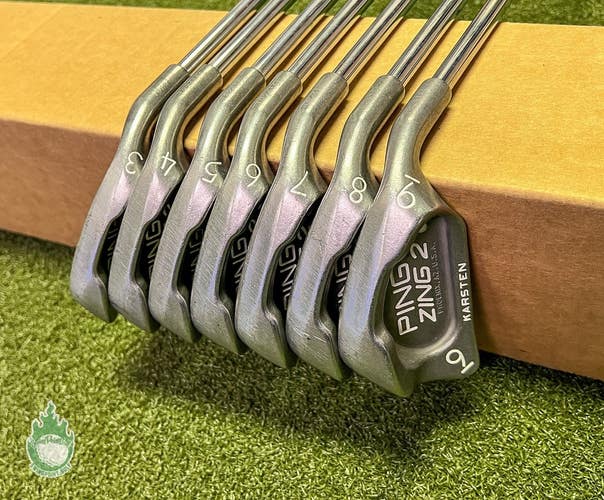 Used Right Handed Ping White Dot Zing 2 Irons 3-9 JZ Stiff Flex Steel Golf Set