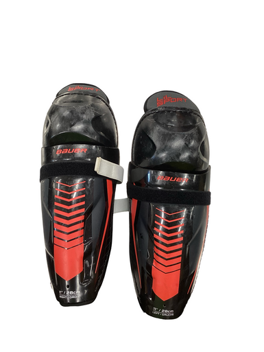 Used Bauer LIL SPORT Junior Shin Guards Black 11" 11613-S000172509