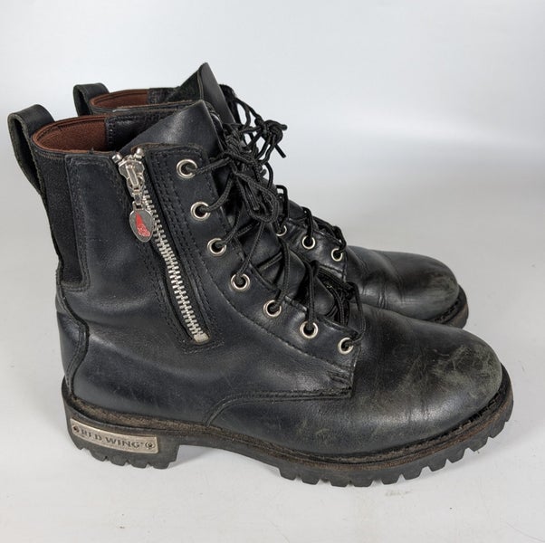 Vintage Red Wing 1668 Boots Moto Combat Grunge Womens Size 8.5 D Side Zip Vibram