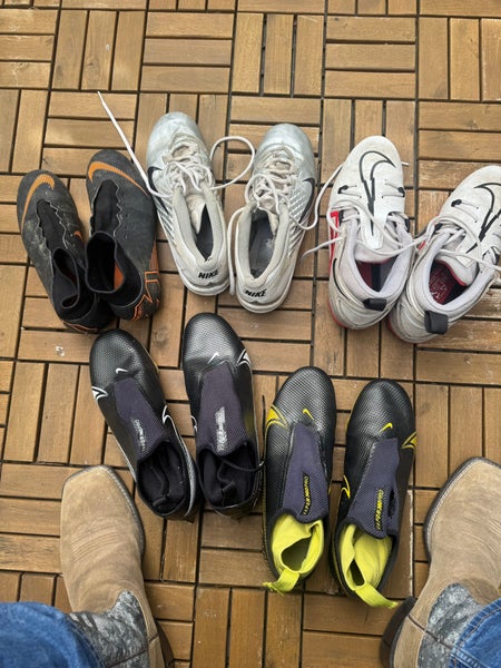 Selection distressed football cleats 9.5 used + Sock combo