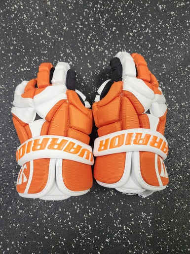 Used Warrior MAC D LITE Lacrosse Gloves Mens Orange And White 13" 11849-S000034003
