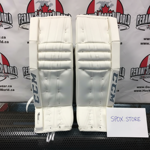 CCM EFlex 860 Intermediate Goalie Pads – 31+1” | White/Silver (NEW) (READ DESCRIPTION)