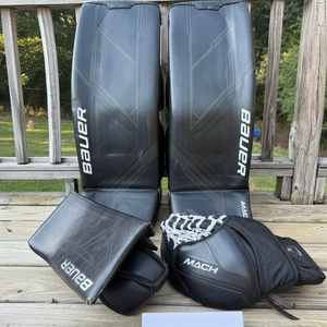 33" Bauer Mach Senior Goalie Full Set – Regular Hand | Black | Used (READ DESCRIPTION)