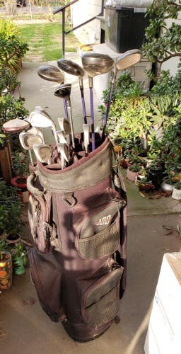 FULL SET MEN'S 15 PIECE GOLF SET 4 NEW WOODS 9 IRONS PUTTER 13 WAY CART BAG