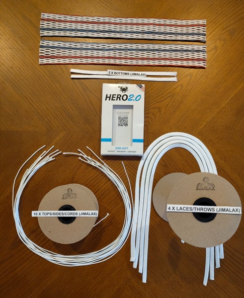 !FREE SHIPPING! ECD (New) White (red & blue striker) Hero 2.0 Mesh (semi soft) W/Jimalax String Kit