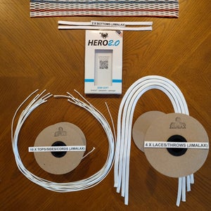 !FREE SHIPPING! 2 (two) New Red/Blue Striker ECD Hero 2.0 Meshs (semi soft) Includes String Kits