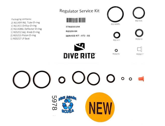 Dive Rite XT2 2nd Stage Regulator Service Rebuild Kit Scuba Dive RG5200-SK