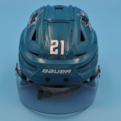 San Jose NHL Game-Used Bauer Re-Akt 3D Rare Teal #21 Alex Wennberg Helmet Pro Stock Game
