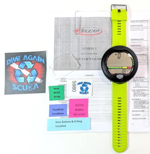 Aeris Atmos 1 Air Scuba Dive Wrist Computer Atmos 1 NEW Strap + Manual     #5980