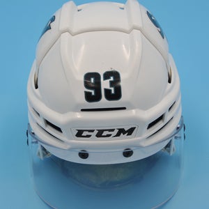 San Jose Cuda AHL Game-Used CCM Super Tacks X HTSPTX Rare White #93 Noah Beck Pro Stock Helmet Sz L
