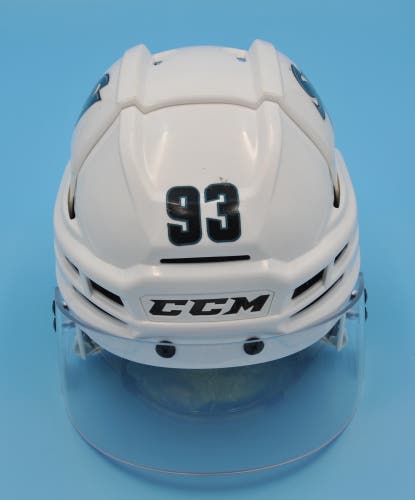 San Jose Cuda AHL Game-Used CCM Super Tacks X HTSPTX Rare White #93 Noah Beck Pro Stock Helmet Sz L