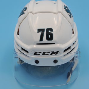 San Jose Cuda AHL Game-Used CCM Super Tacks X HTSPTX White #76 Anthony Vincent Pro Stock Helmet M