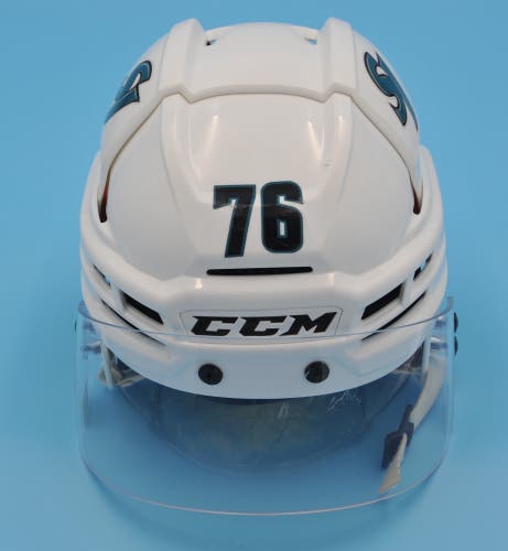 San Jose Cuda AHL Game-Used CCM Super Tacks X HTSPTX White #76 Anthony Vincent Pro Stock Helmet M