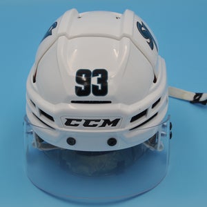 San Jose Cuda AHL Game-Used CCM Super Tacks X HTSPTX White #93 Noah Beck Pro Stock Helmet M
