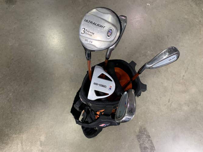 U.S. Kids UL-24 Orange Club Set 3W 6 & 8 PW Putter KidPower 51-35 Junior LH +Bag