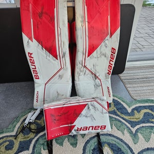 Bauer Mach goal pads (size M 34+), with matching Mach blocker