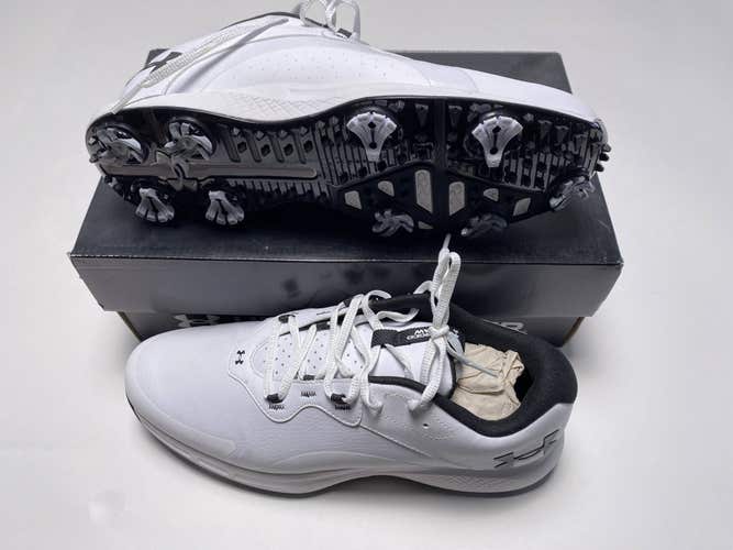 Under Armour UA Charged Draw 2 Golf Shoes White Black Mens SZ 10.5 (3026398-100)