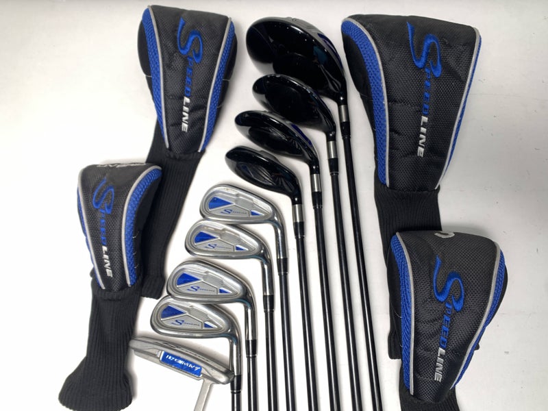 Adams Speedline Blue Club Set Driver 3W 7W 6H 7-PW Putter Seniors RH HC- Dent