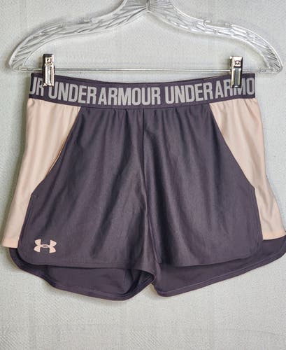 Under Armour HeatGear  Loose Fit Poly Two Pocket Training Shorts New Tetra Grey and Pink