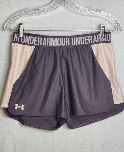 Under Armour HeatGear  Loose Fit Poly Two Pocket Training Shorts New Tetra Grey and Pink