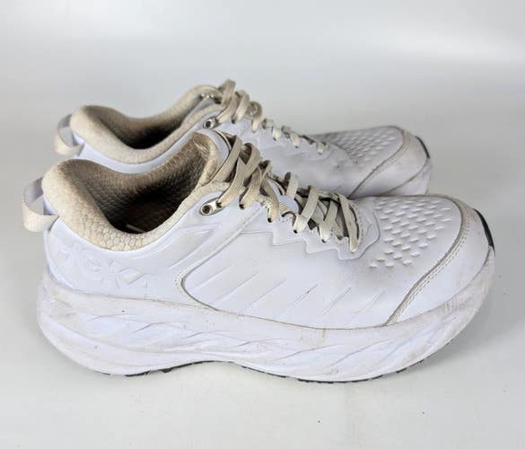 Hoka One One Bondi SR Shoes Women's 9.5 White Leather Slip Resistant Sneakers