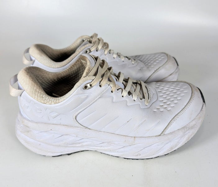Hoka One One Bondi SR Shoes Women's 9.5 White Leather Slip Resistant Sneakers