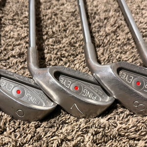 Men's 1982 Ping Eye 2 Red Dot Right Handed Iron Set Stiff Flex (5 Clubs) #5 - #9 Steel Shaft (Used)