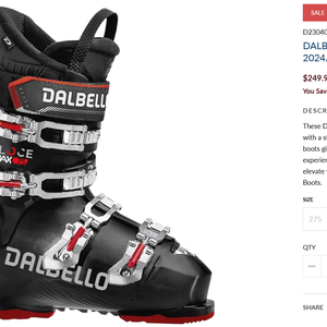 NEW Dalbello Veloce Max 75 Ski Boots 2025 28/ 28.5 mondo = US 10/10.5