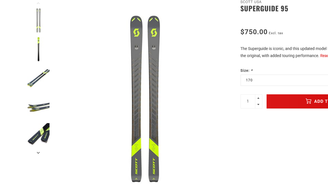 Superguide 95  skis 170cm  blowout