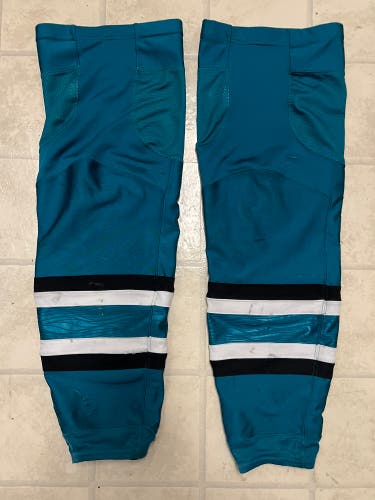San Jose Sharks Evolve Teal Senior Large Socks Pro Stock (Game Worn)