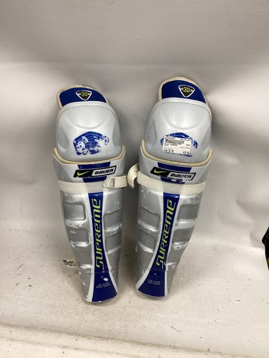 Used Bauer SUPREME Senior Shin Guards White 16" 11851-S000040407