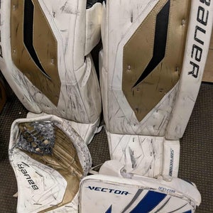 36+1" Bauer Supreme One100 Regular Goalie Leg Pads and CCM Vector blocker