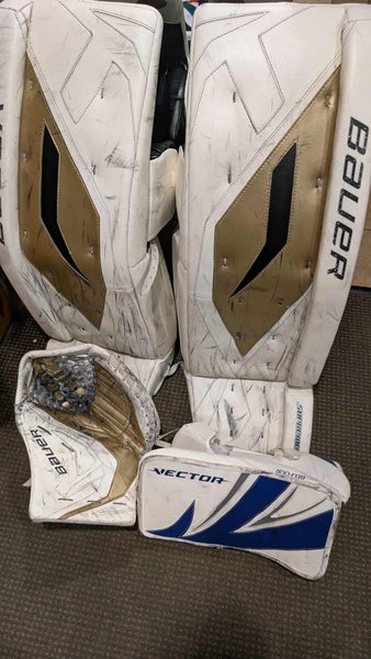 36+1" Bauer Supreme One100 Regular Goalie Leg Pads and CCM Vector blocker