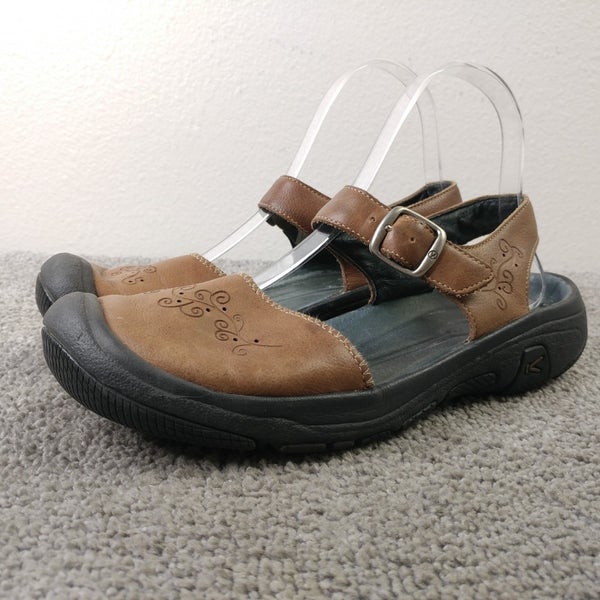 Keen Mary Jane Sandals Womens Size 7 Slingback Shoes Brown Leather Buckle