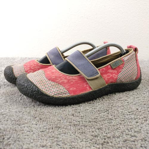 Keen Harvest Mary Jane Loafers Shoes Womens Size 8 Pink Coral Blue Plaid Comfort