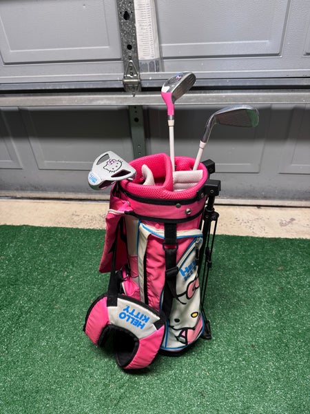 HELLO KITTY Youth 3 Golf Club Set. 4H, 7 Iron, Putter JR Size 3-5 Yrs