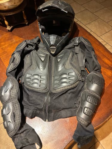 (Used) Motocross Jacket Body Armour And G Max Youth Small Helmet