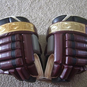 Brand New Rare CCM Custom 4-roll Senior Hockey Gloves 14" Burgundy/Grey/Black/White/Gold