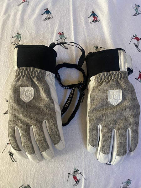 White Hestra Armh leather Patrol short Gloves (Used)