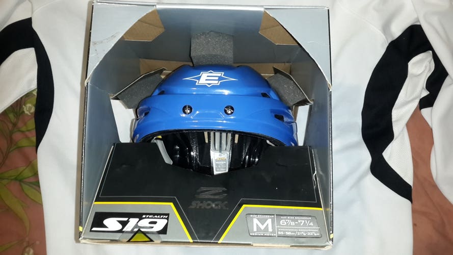 New royal blue pro stock Easton Stealth S19 Z-Shock Hockey Helmet Size Medium