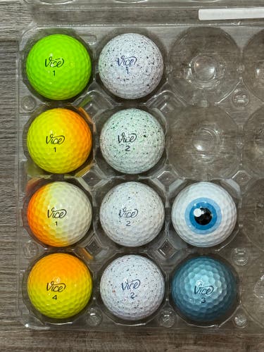 10 Vice Pro & Pro Plus Golf Balls - Colored and Drip Design, 5A Mint Condition
