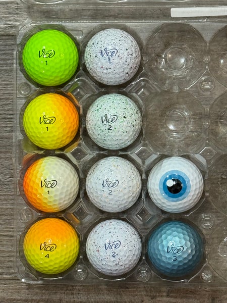 10 Vice Pro & Pro Plus Golf Balls - Colored and Drip Design, 5A Mint Condition