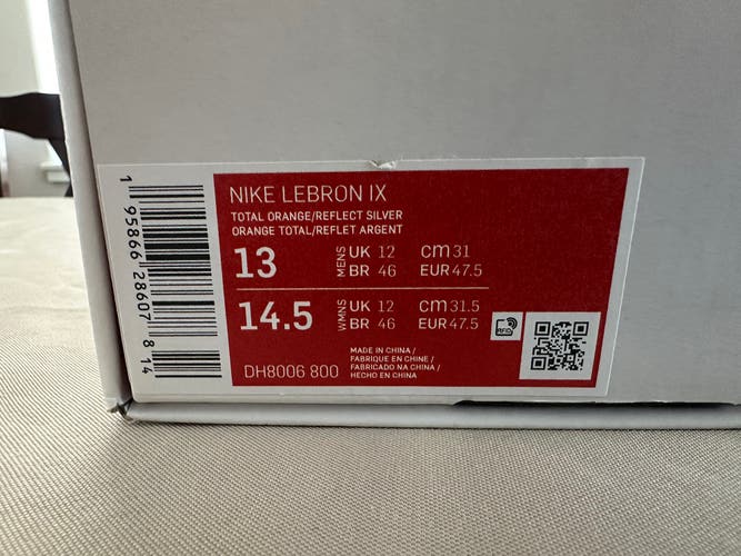 Men's Size 13.0 (W 14.0) Nike Lebron 9 Shoes (New)