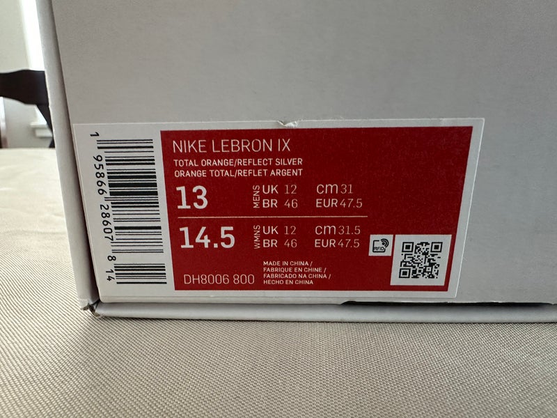 Men's Size 13.0 (W 14.0) Nike Lebron 9 Shoes (New)