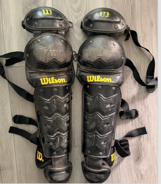 Wilson Black Catchers Umpire Shin Guards Baseball Softball Junior Senior 13"
