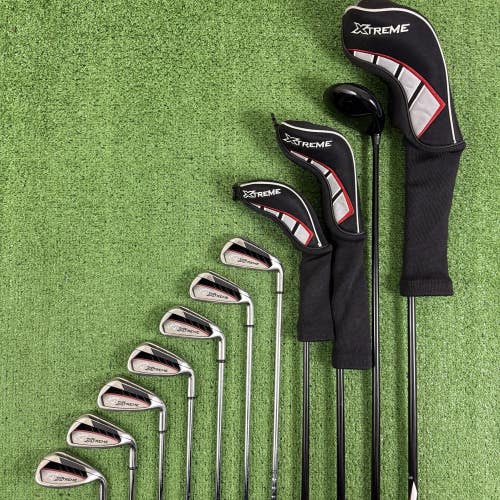 Callaway Xtreme Golf Set Driver Woods Hybrid Irons 5-PW SW Uniflex Stiff Flex RH