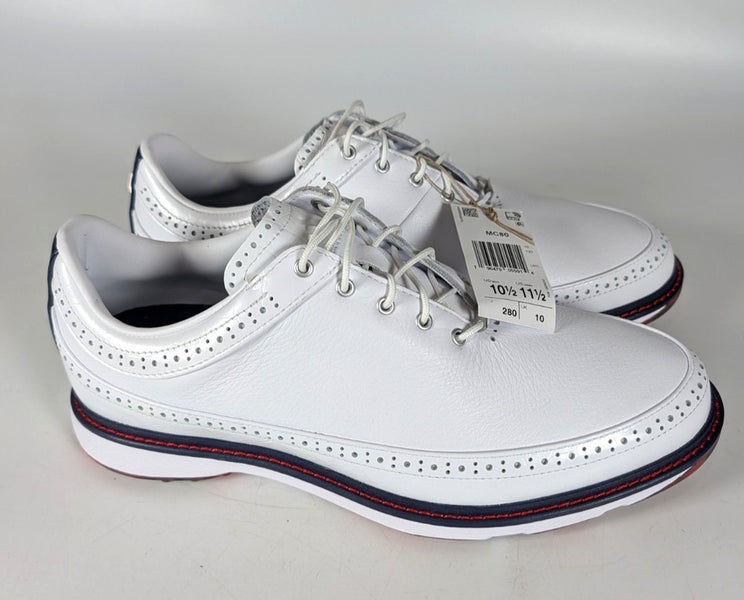 adidas MC80 Spikeless Golf Shoes White/Navy/Scarlet JH6144 Men's Size: 10.5